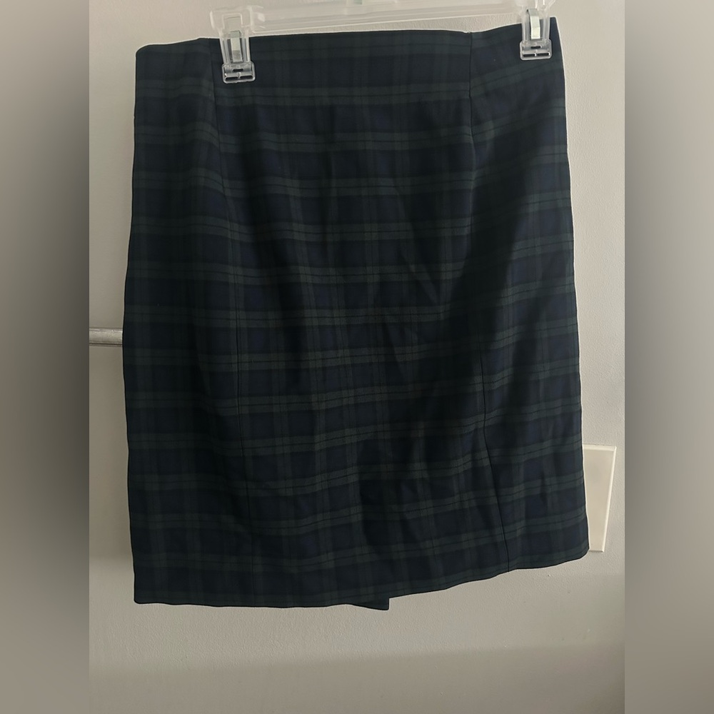 Navy and green plaid skirt